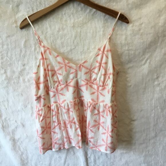 Loft Coral Cream Star Tie Dye Peplum Cami - Picture 12 of 13